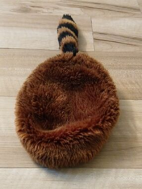 Gymboree Brown Plush Hat with Striped Tail Size 5T-7T Vintage (J)